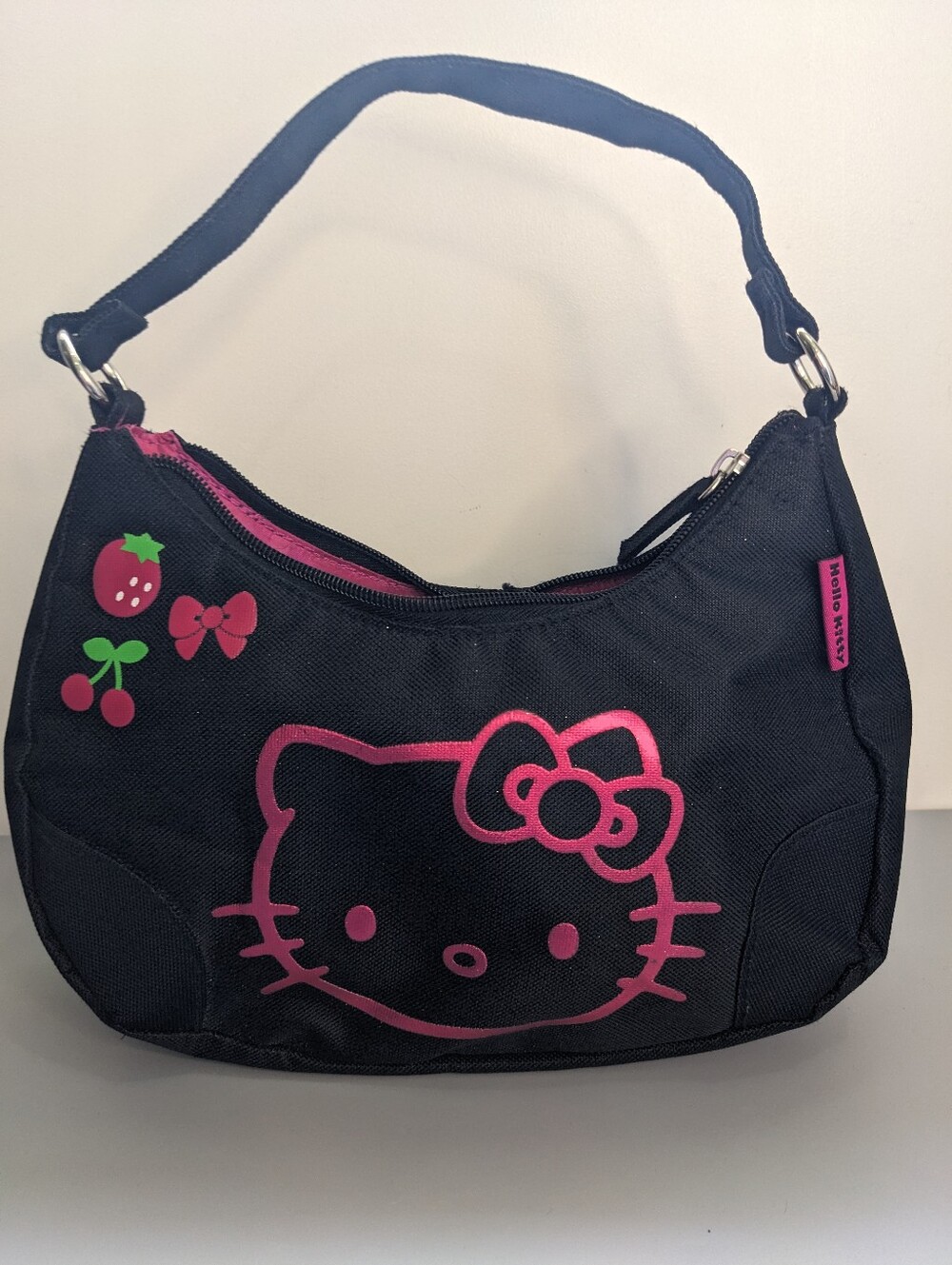 Sanrio Hello Kitty Black Handbag 2005 Fab Star Point NY Rare Pink Graphic Bag
